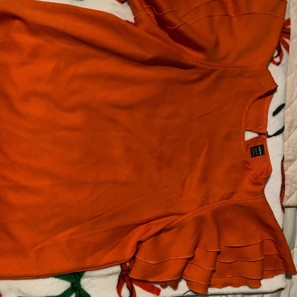 Orange Ruffle Sleeve Top - Picture 2 of 4